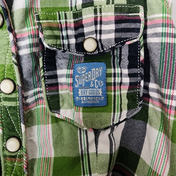 Superdry & Co Tie Front Button Up Flannel Top - Picture 2 of 5